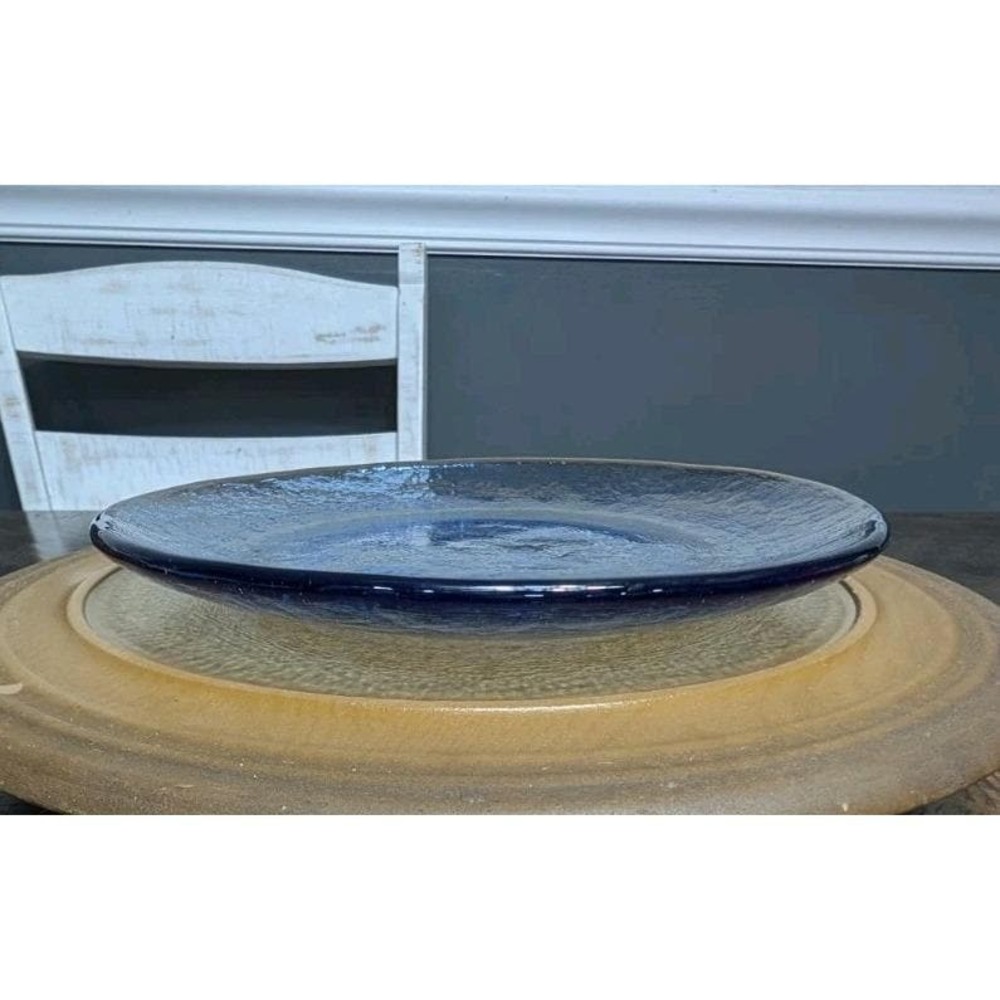 Fire and & Light Cobalt Blue Recycled Glass Dinner Plate 11" - Picture 6 of 7
